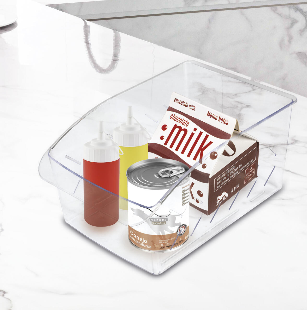 Organizador Dispensa Frigorífico Transparente Almacenaje Nevera Ahorra Espacio para la Cocina