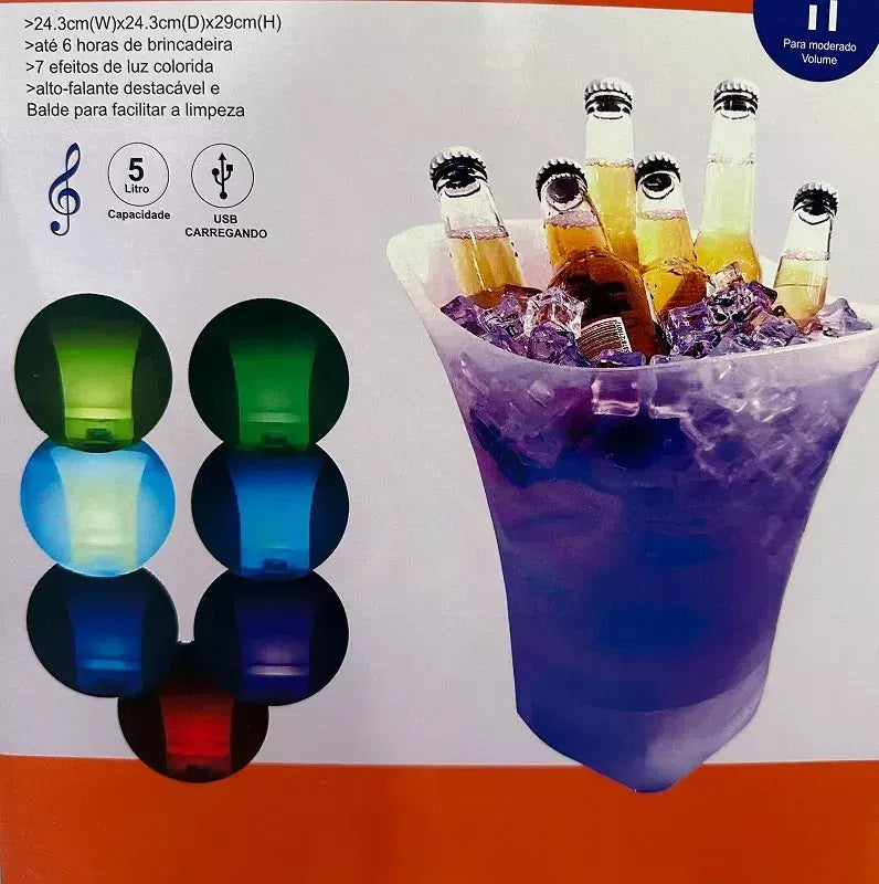 Cubetera Grande con Hielo + Altavoz y Luces LED (5L )