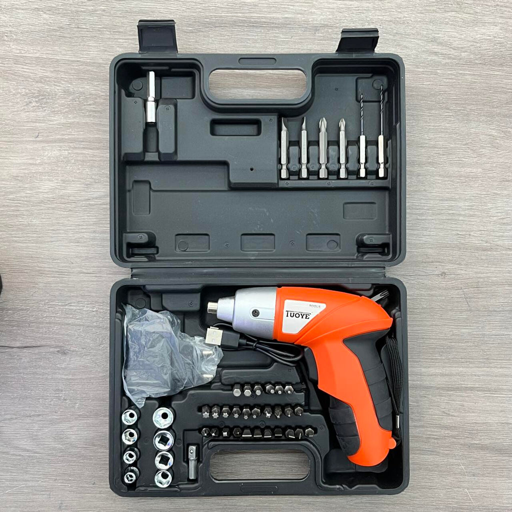 Kit de Destornillador Eléctrico Inalámbrico 45 Piezas – Versatilidad y Precisión en un Solo Set