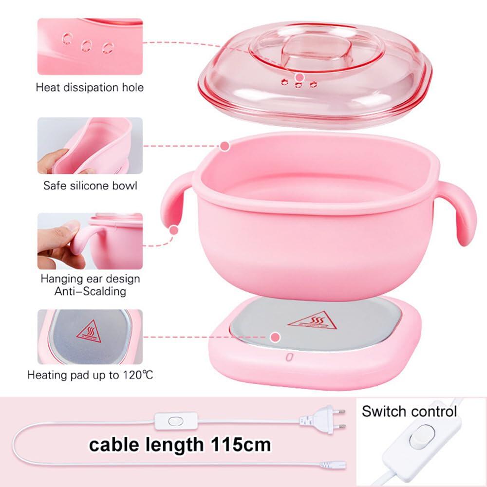 Calentador Eléctrico de Cera Caliente para Depilación – 13.5 fl oz, Forro de Silicona, 100W ‍