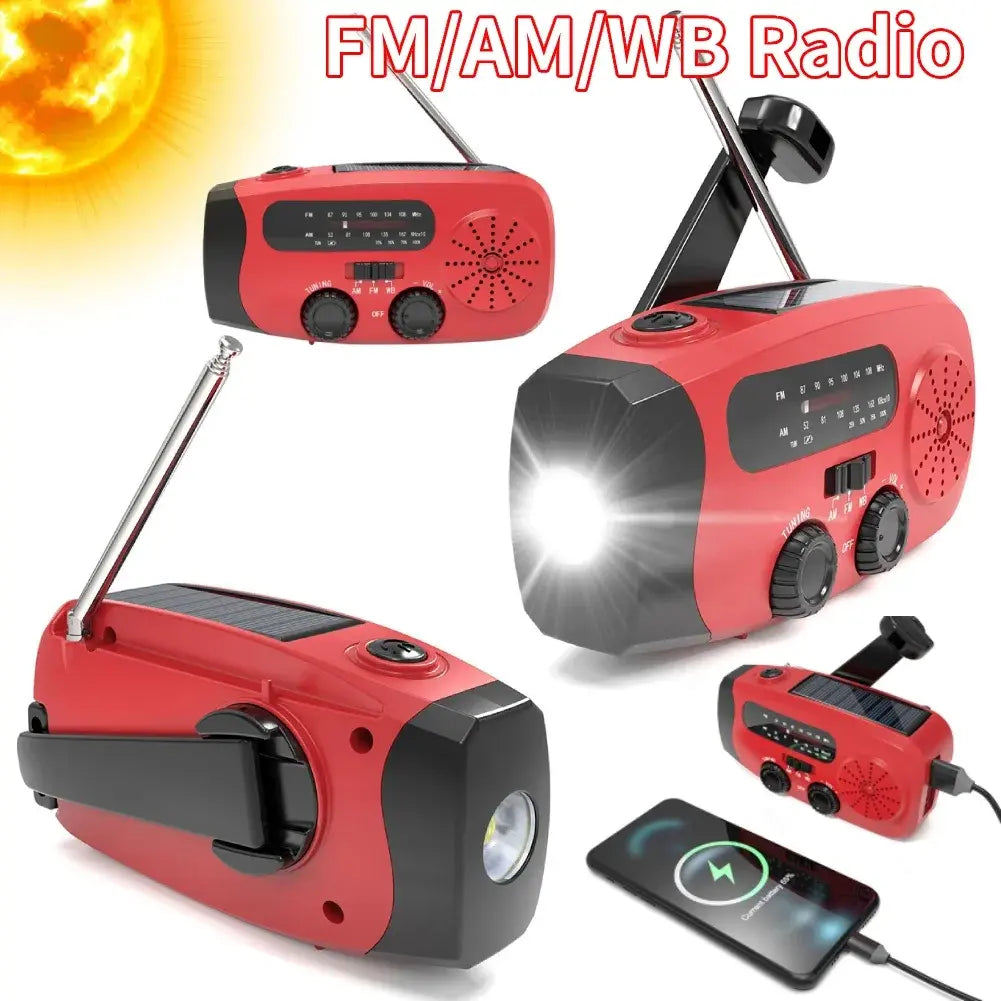 Radio y Linterna Multiuso a Manivela de Emergencia