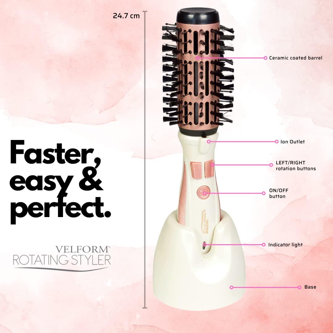 Cepillo giratorio recargable para alisar, dar volumen y brillo al cabello