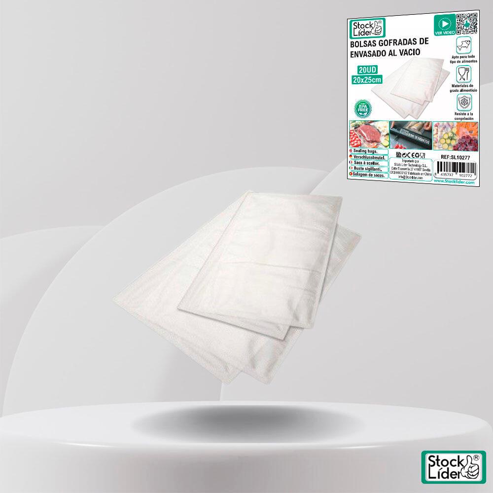 Pack 20 uds Bolsas gofradas de envasado al vacío 20x25cm