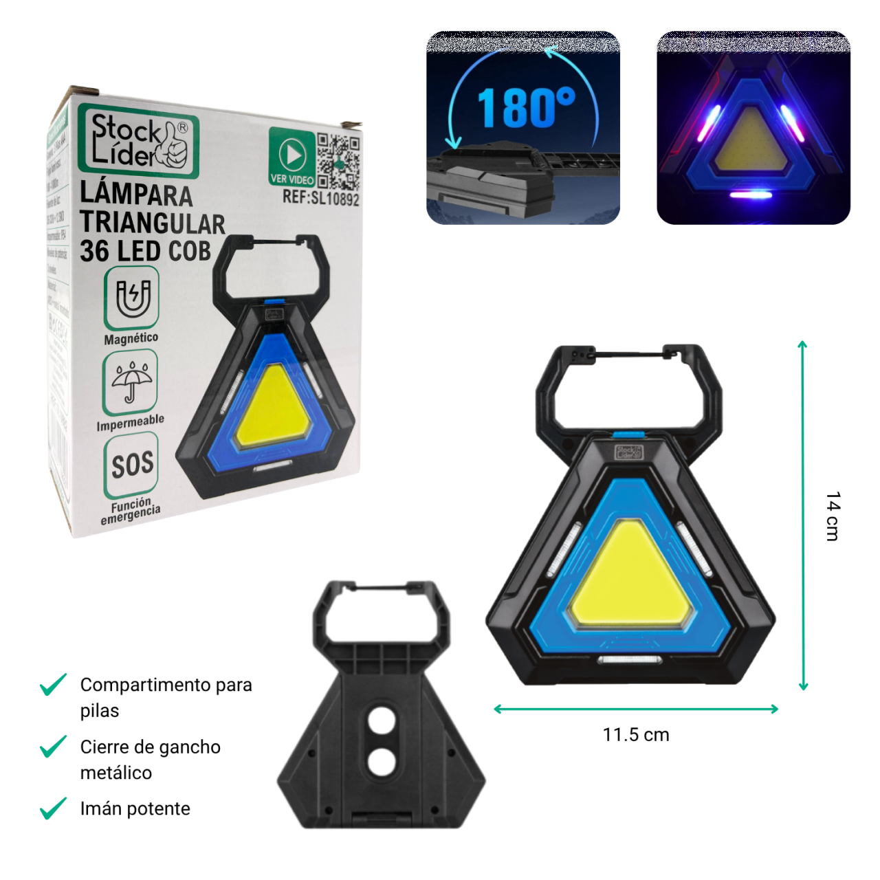 Lámpara triangular 36 LED COB
