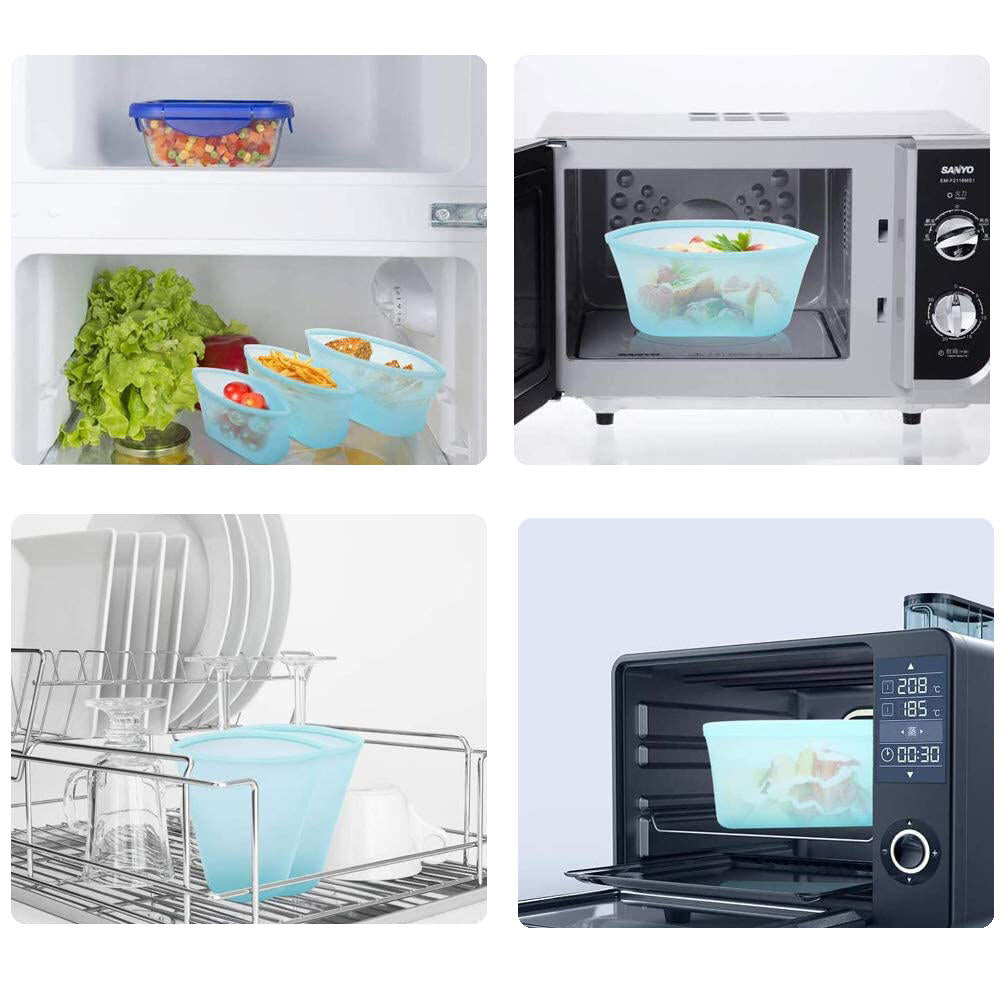 Set 8 Bolsas de Silicona para Conservar Alimentos Reutilizables