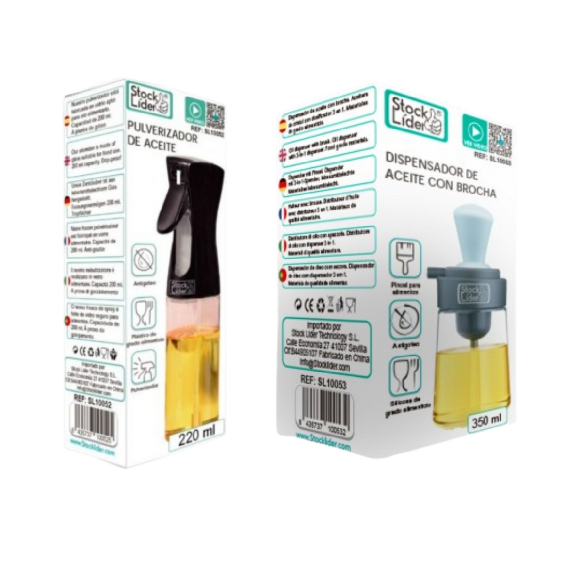 PACK Pulverizador de aceite y Bote aceite con brocha + caja