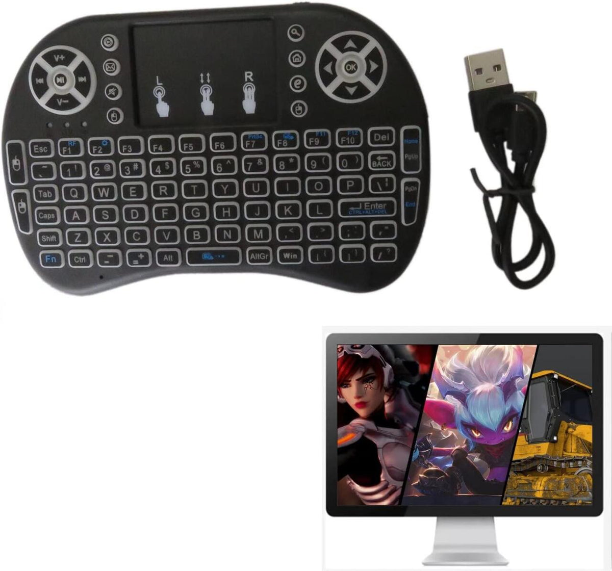 Teclado Inalámbrico con Panel Táctil Retroiluminado. Android/tv/pc