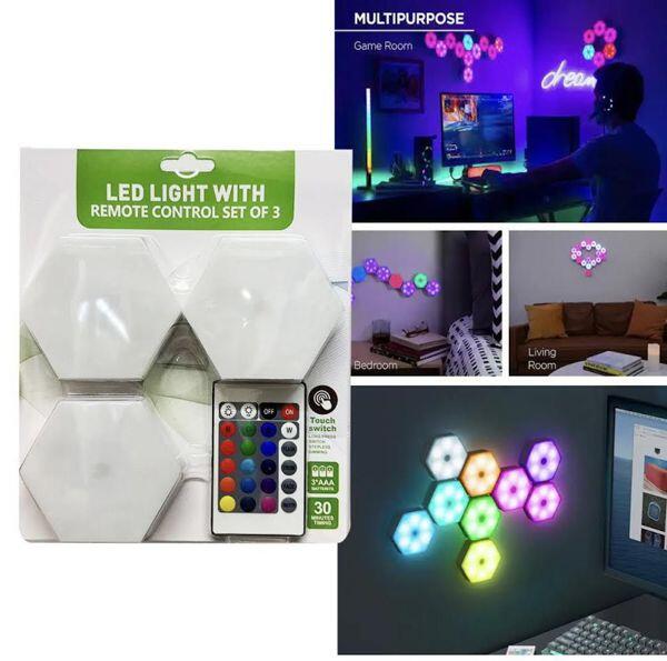 Set de 3 Luces de Led Colores con Mando