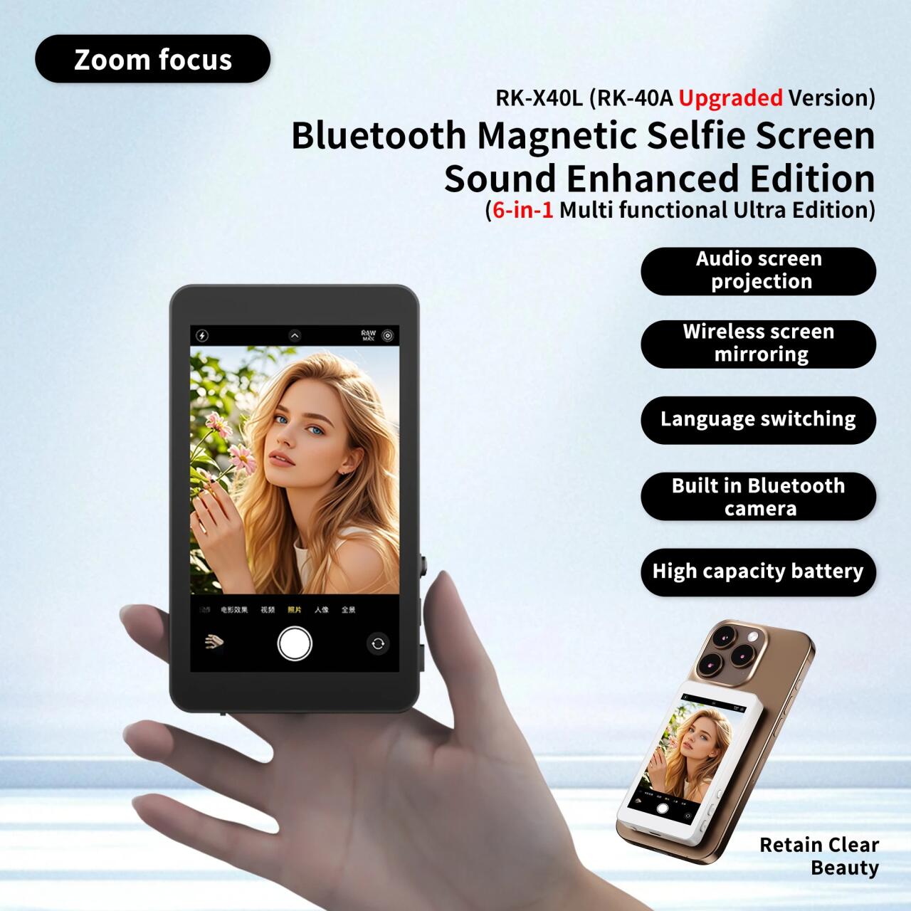 Pantalla de Selfie Magnética Inalámbrica para Smartphone