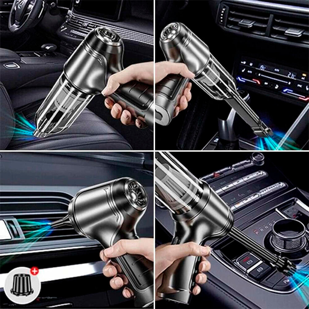 Aspirador de Mano Inalámbrico 4 en 1 con Soplador y Compresor, USB, para Hogar y Coche