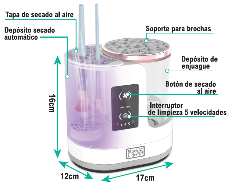 Limpia brochas eléctrico 3 en 1