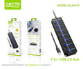 Tipo-C HUB 7 EN 1/ CON INTERRUCTORES ON/OFF, USB 3.0 X1, UBS 2.2 X6, Green Lyca gl69659