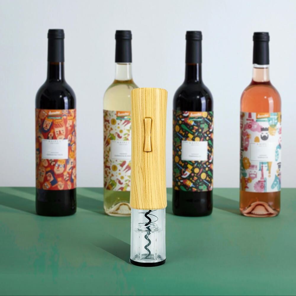 Sacacorchos Botella De Vino Eléctrico De Bambú