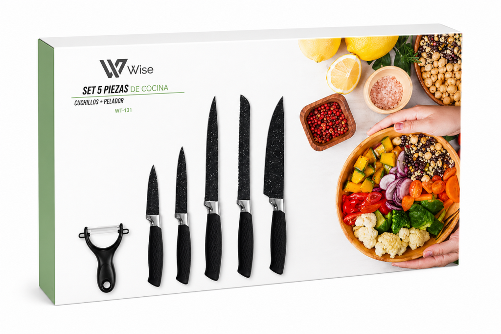 Set de 6 Cuchillos de Cocina con Pelador Antiadherente