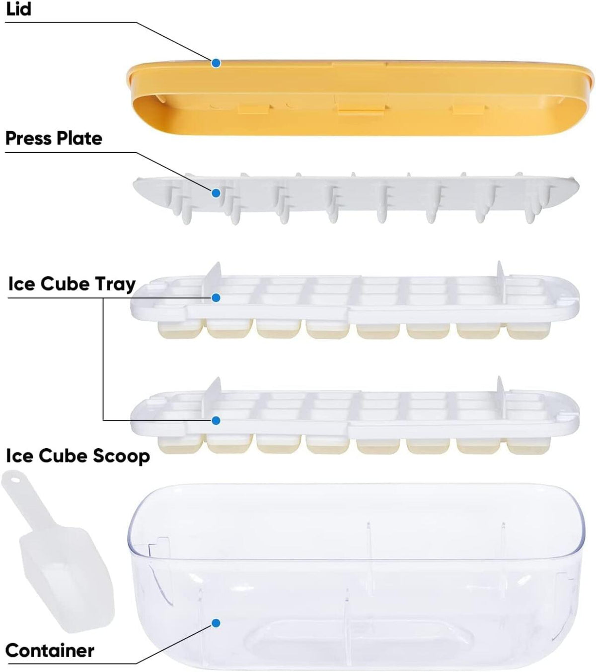 Máquina para hacer cubitos de hielo 2 en 1 con bandeja y tapa
