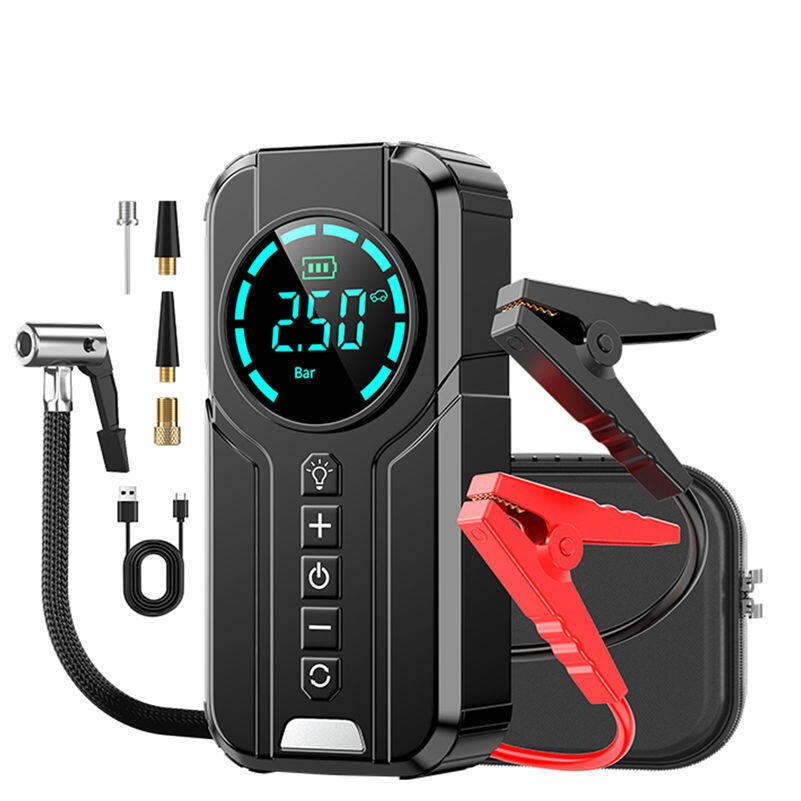 Compresor de Aire Portátil Multiuso con Pantalla LED y Arranque de Emergencia
