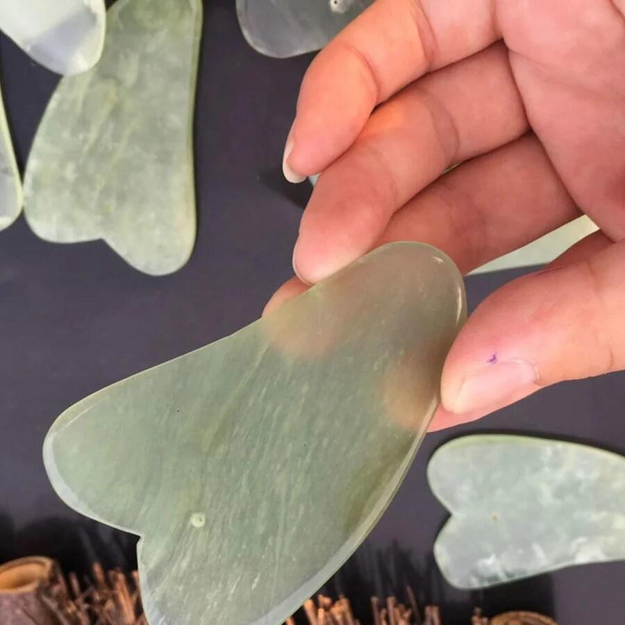 Masajeador Facial. Rodillo de Jade y Piedra Gua Sha
