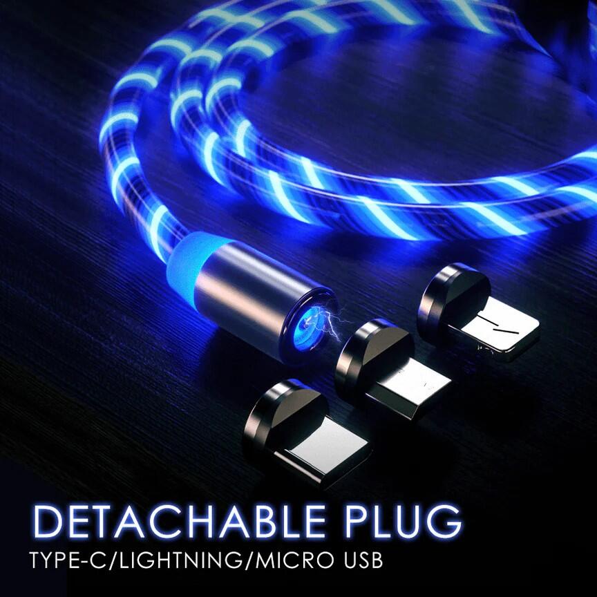 Cable Usb con Luz, Iman 3 en 1