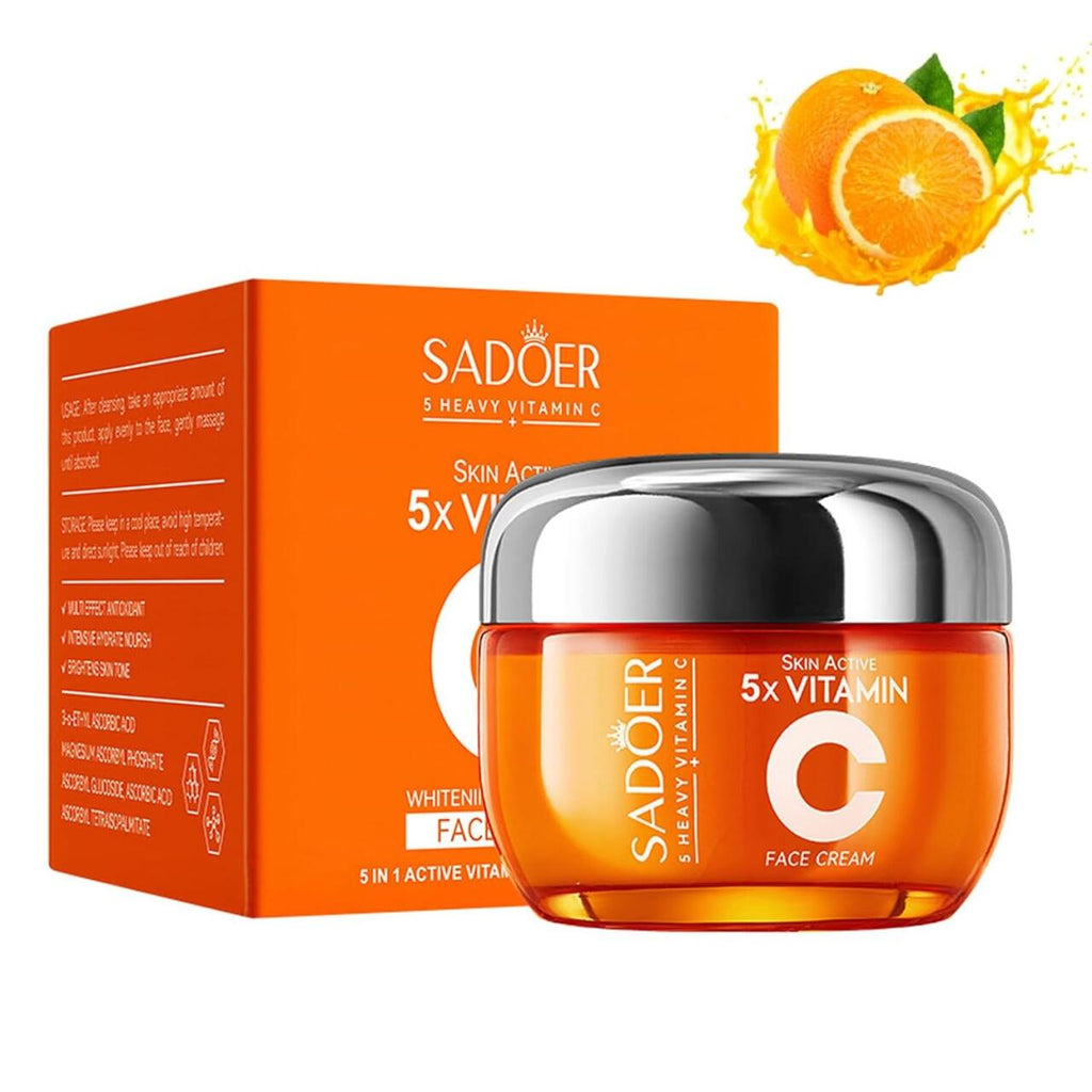 Crema Facial Blanqueadora Iluminadora 5 en 1 con Vitamina C Activa + Niacinamida – Piel Radiante en Cada Aplicación