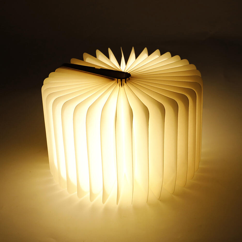 Lampara Libro Plegable de Madera Lampara Mesilla de Noche Ideal Decoración Casa y Habitación Regalo Original
