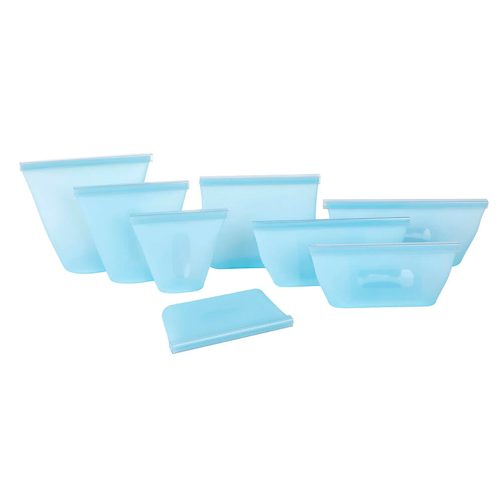 Set 8 Bolsas de Silicona para Conservar Alimentos Reutilizables