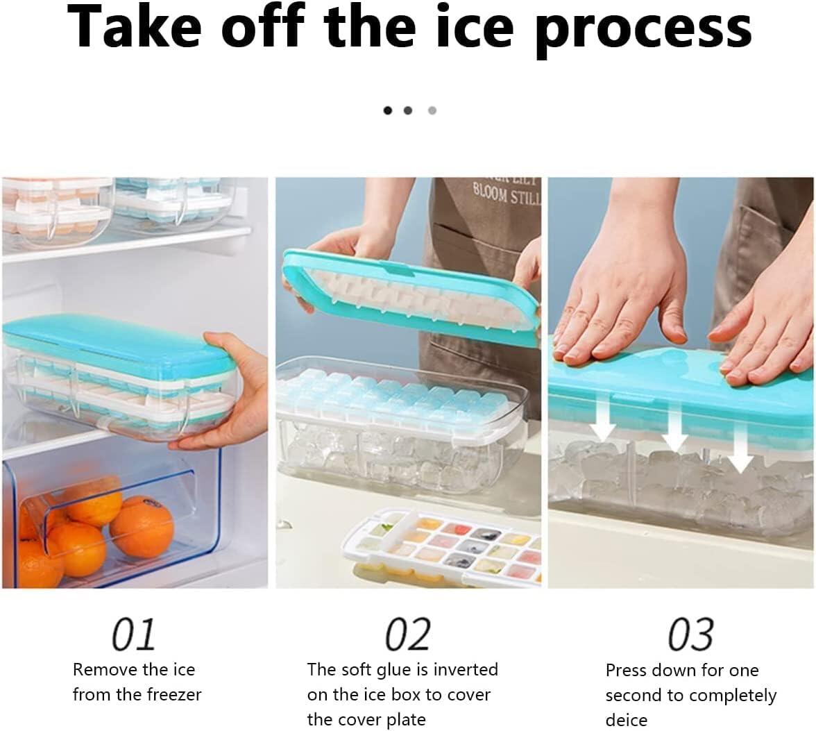 Máquina para hacer cubitos de hielo 2 en 1 con bandeja y tapa