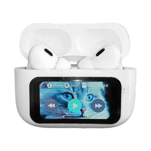 Auriculares Bluetooth 5,4 con Pantalla Táctil Cancelación de Ruido ANC+ENC, IPX7 Impermeables, Blanco