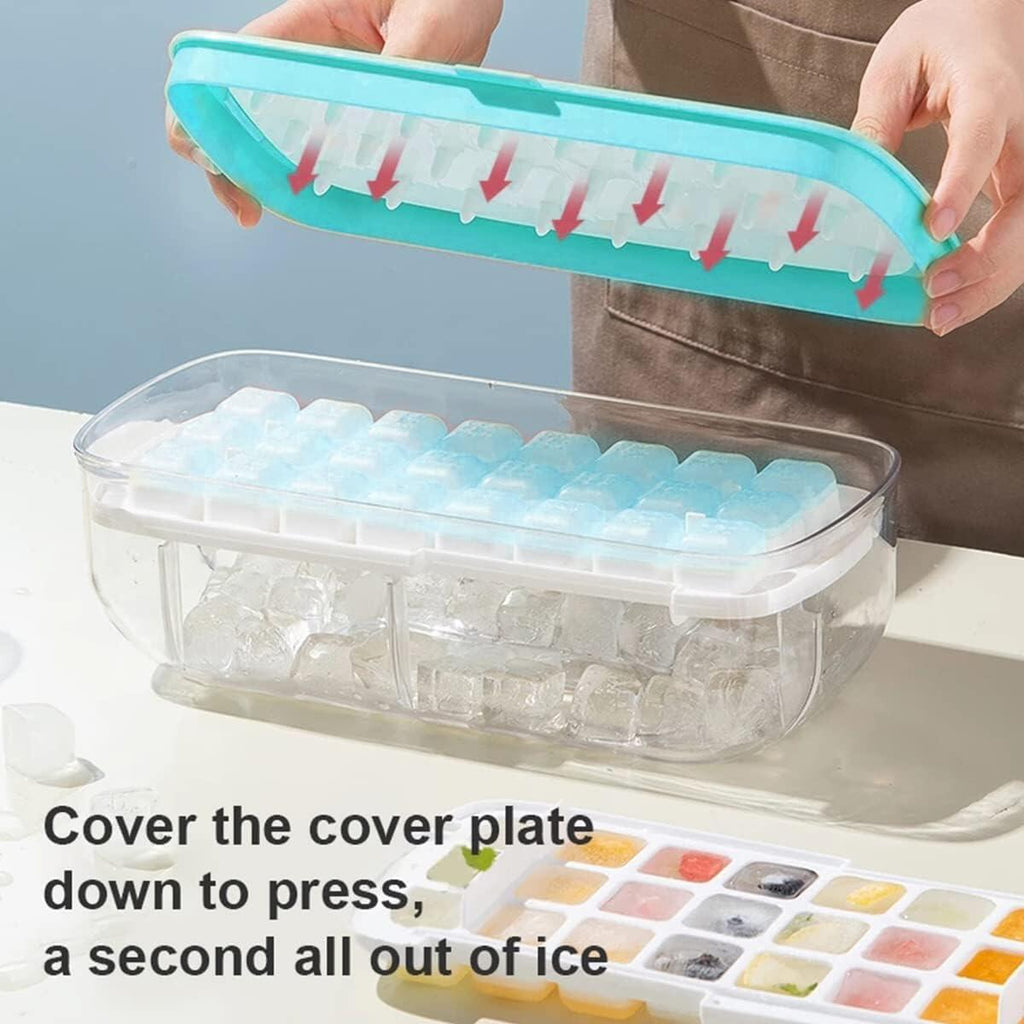 Máquina para hacer cubitos de hielo 2 en 1 con bandeja y tapa