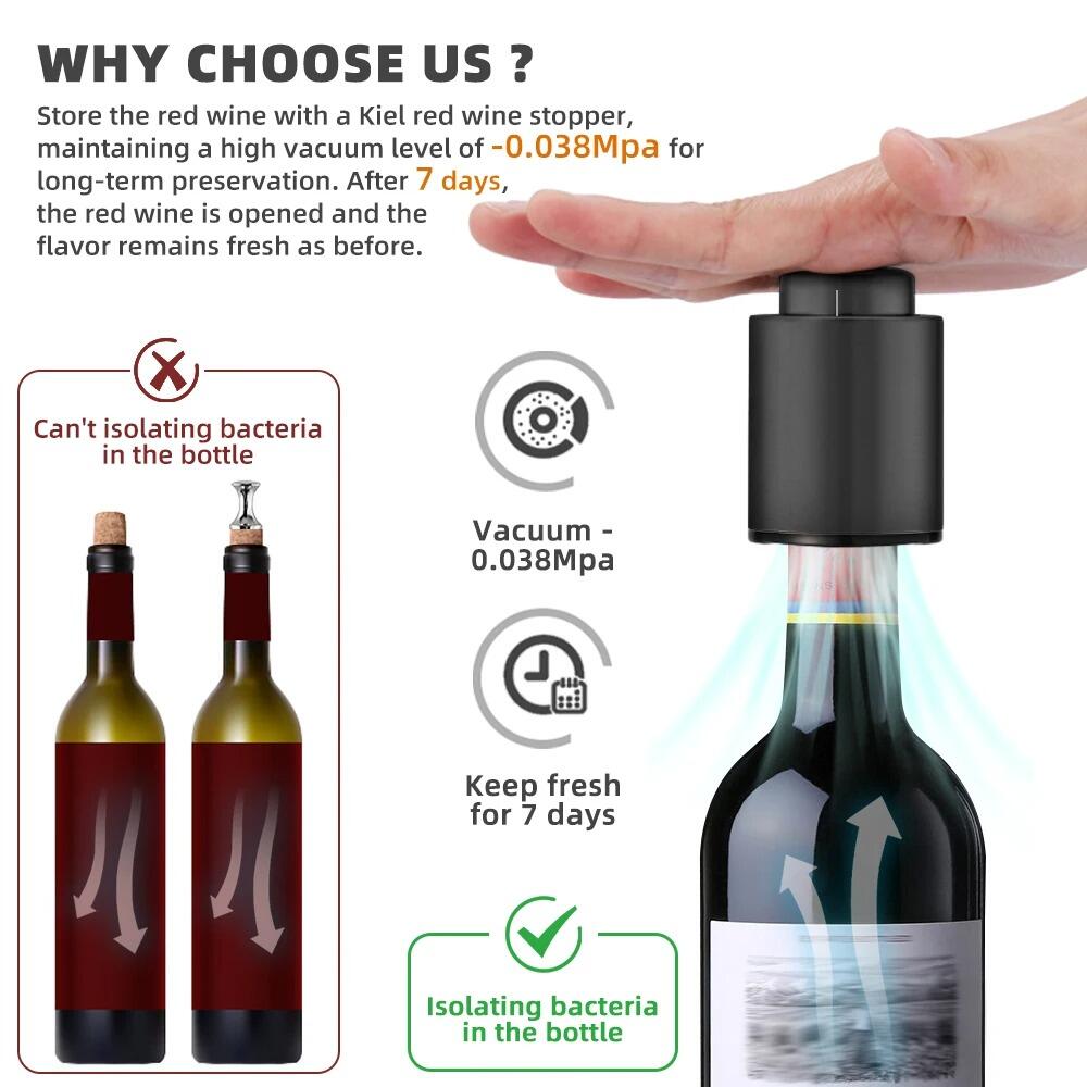 Tapón de Botella de Vino al Vacío – Conserva el Sabor y Aroma por Más Tiempo