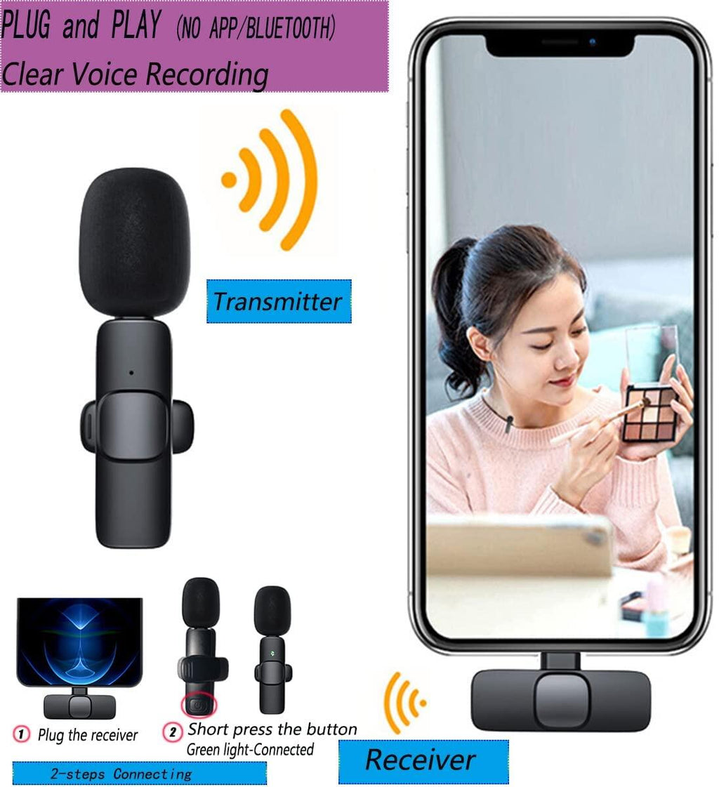Micrófono Grabador de Voz Lavalier 2 en 1 – Inalámbrico, Portátil y Ultra Mini