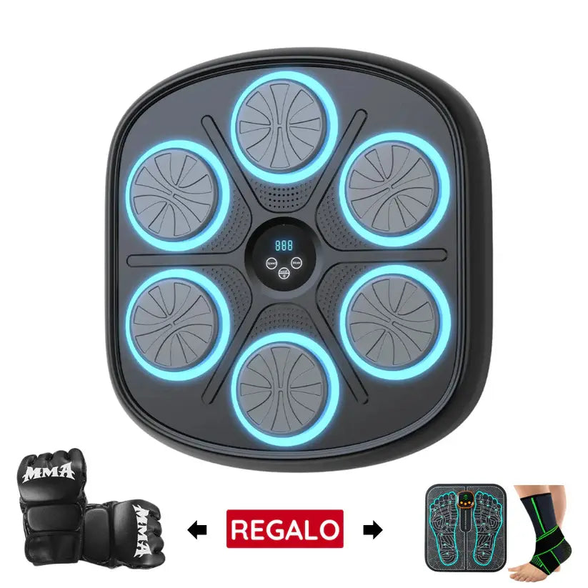 Máquina de boxeo musical con guantes de boxeo 3.0 tobillera de Compresión y Masajeador de pies de Regalo