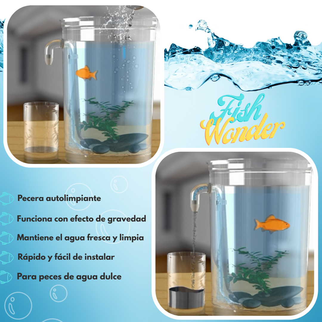 Acuario con Sistema de Limpieza Integrado y Luz LED