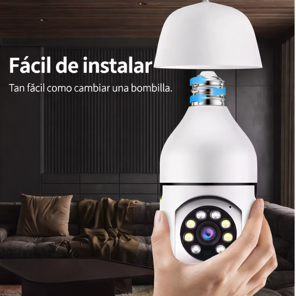 Cámara de Seguridad WiFi Tipo Bombilla 360° HD con Visión Nocturna