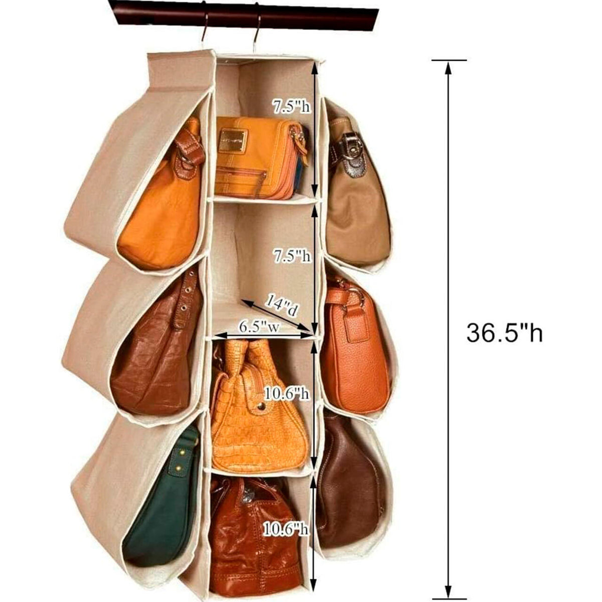 Organizador Colgante del Armario 10 Bolsos Ahorro De Espacio Plegable