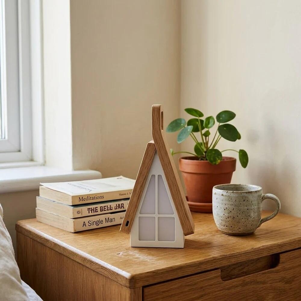 Lámpara de mesa plegable con forma de casa