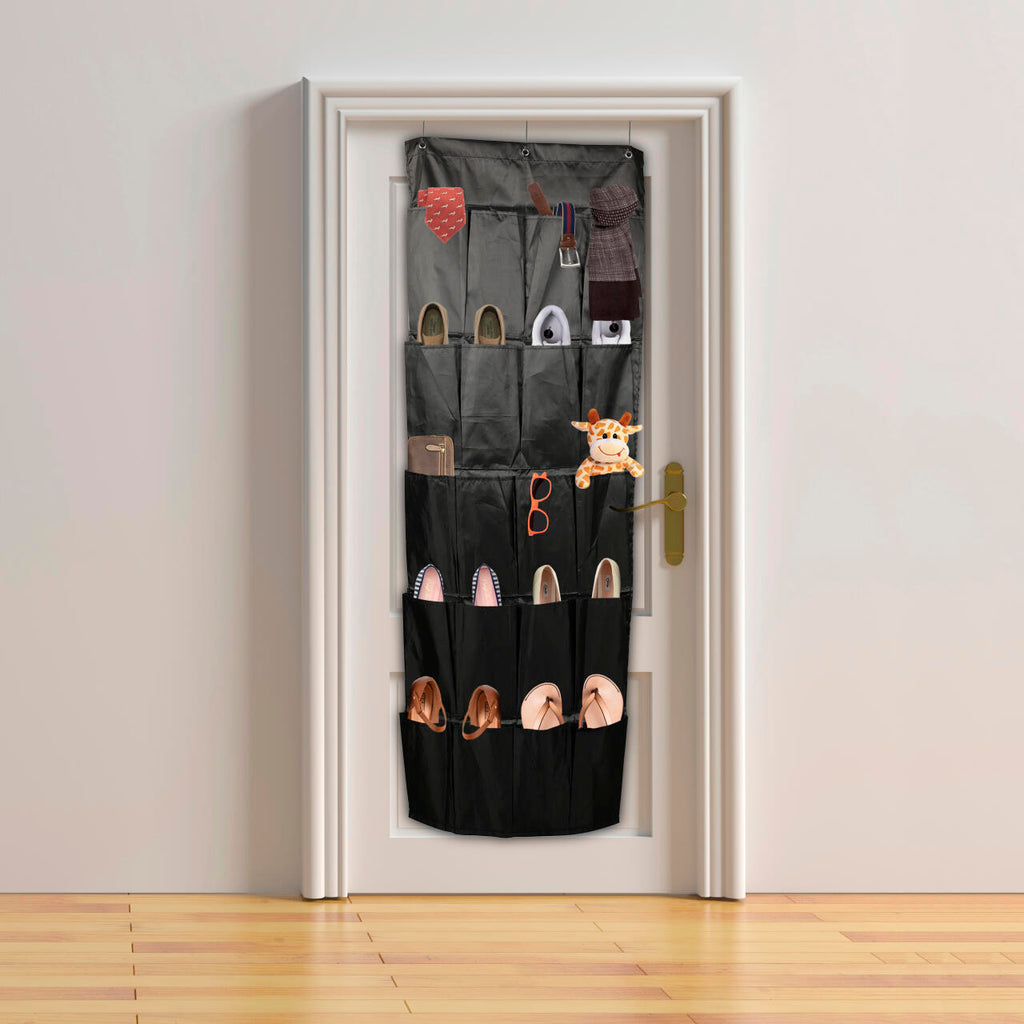 Organizador De Zapatos Y Otras Complementos, Colgante Sobre La Puerta 20 Bolsillos Color Negro