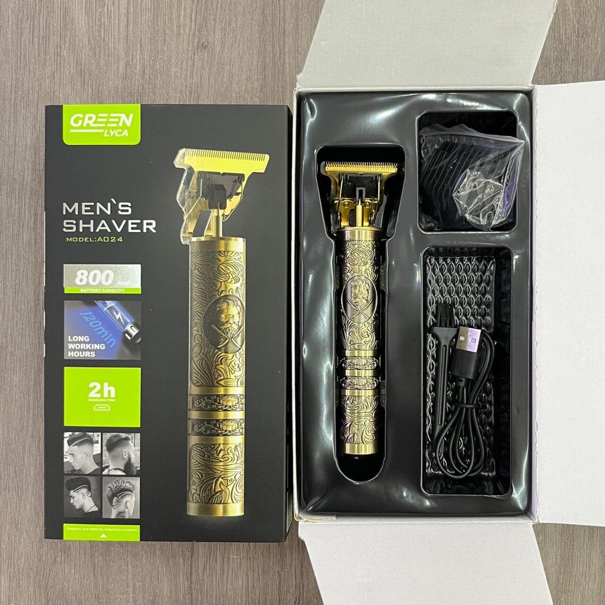 Juego de Corte de Pelo Profesional Inalámbrico Recargable con Motor de 7000 RPM GreenLyca