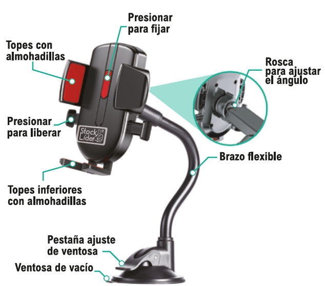 Soporte móvil para coche con brazo flexible