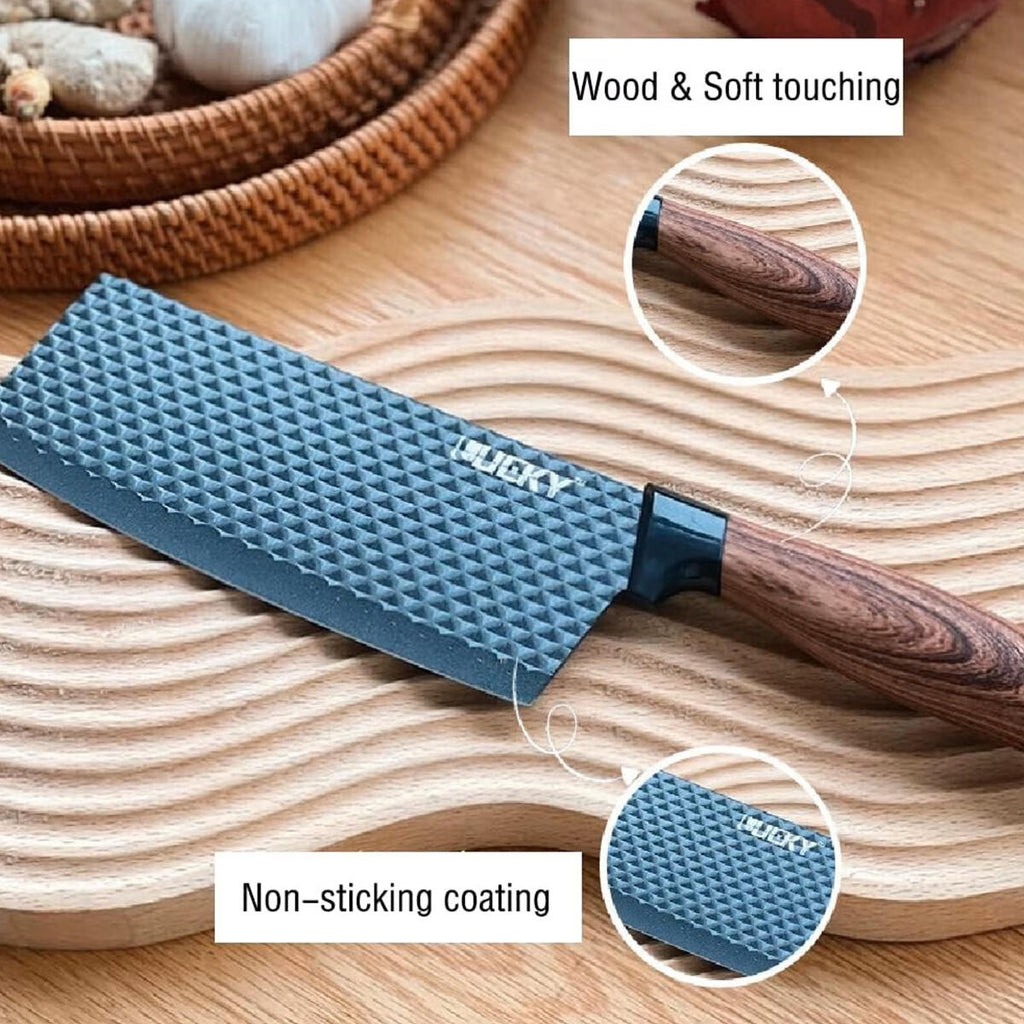 Juego de cuchillos de cocina 6 piezas con pelador y tijeras – Accesorios de cocina negro afilado