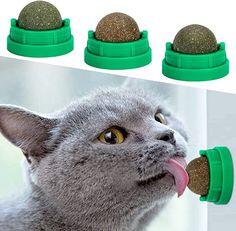 Bola de Catnip Adhesiva Giratoria para Gatos (Juguete de lamido y juego)