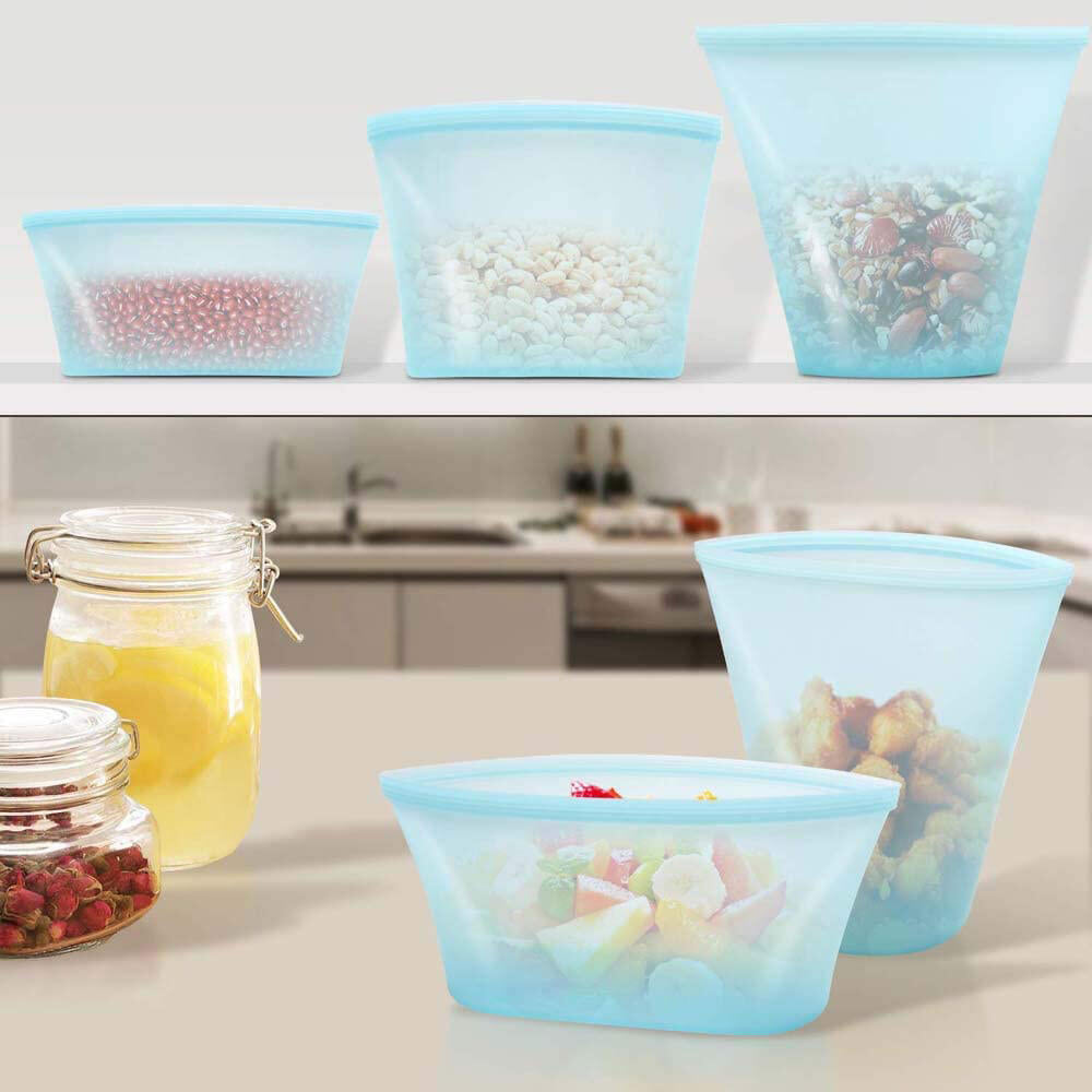 Set 8 Bolsas de Silicona para Conservar Alimentos Reutilizables