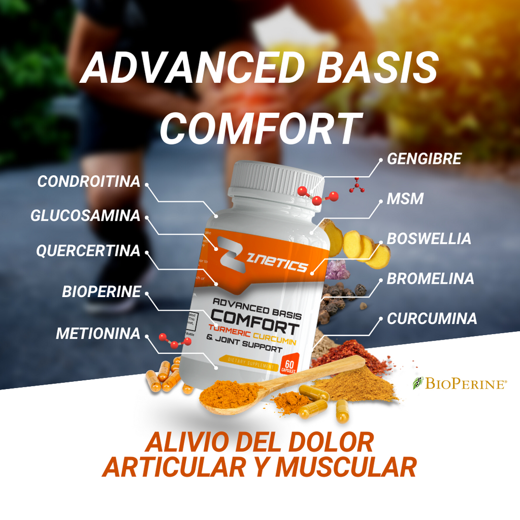 ZNETICS Advanced Basis Comfort Turmeric Joint Support - Extracto de Cúrcuma y Complex Para Ligamentos y Articulaciones.