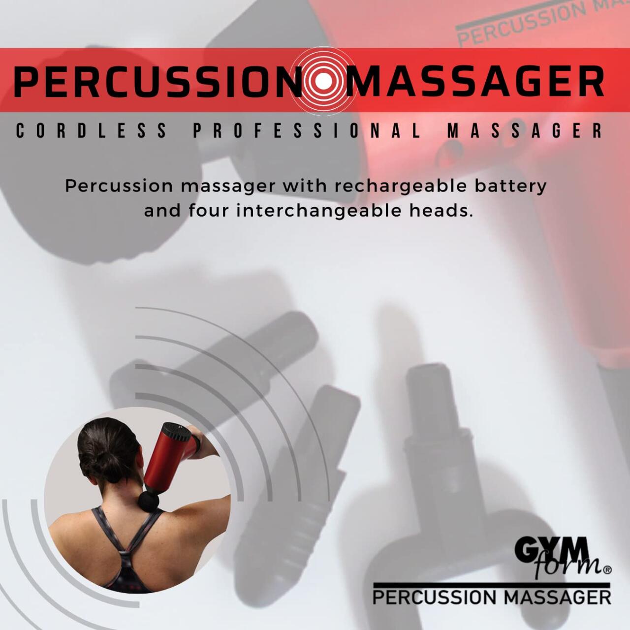 Pistola inalámbrica de masaje profesional que elimina la rigidez muscular con tecnología de percusión profunda.