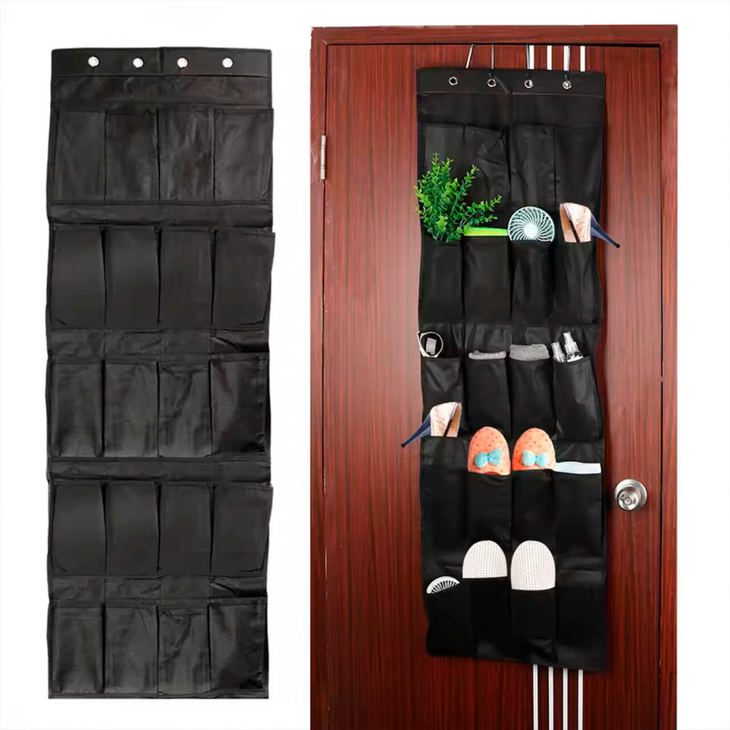 Organizador De Zapatos Y Otras Complementos, Colgante Sobre La Puerta 20 Bolsillos Color Negro