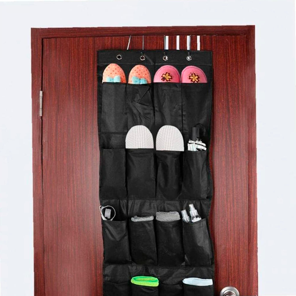 Organizador De Zapatos Y Otras Complementos, Colgante Sobre La Puerta 20 Bolsillos Color Negro