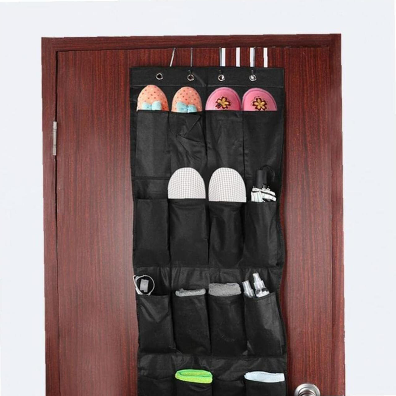 Organizador De Zapatos Y Otras Complementos, Colgante Sobre La Puerta 20 Bolsillos Color Negro