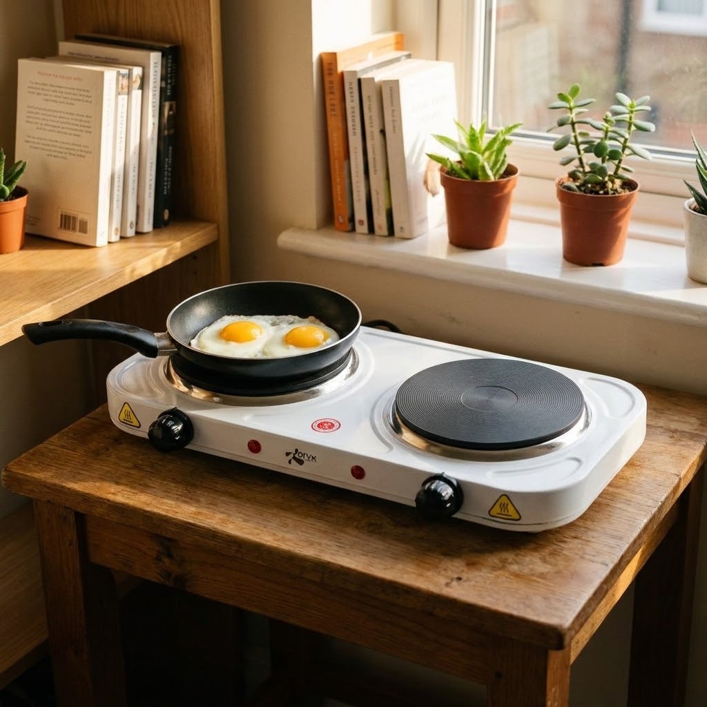 Cocina eléctrica en un piso de estudiante